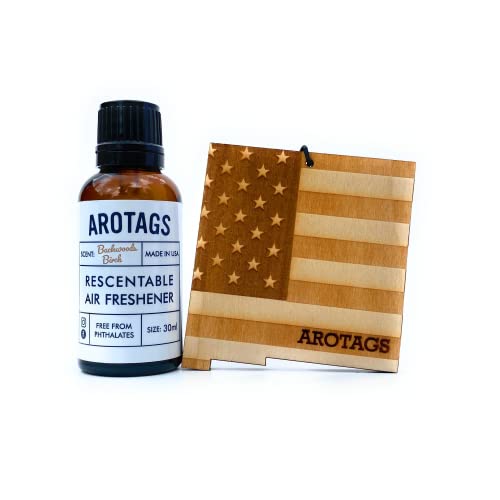 Arotags New Mexico Patriot Wooden Car Air Freshener - Long Lasting Backwoods Birch Scent Diffuses for 365+ Days - Includes Hanging Mirror Diffuser and Fragrance Oil - 100% American Made