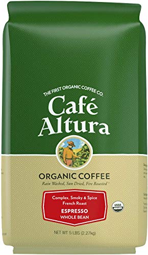 Caf√© Altura Organic Coffee Whole Bean Organic Coffee, 5 Pound, Espresso, 80 Oz