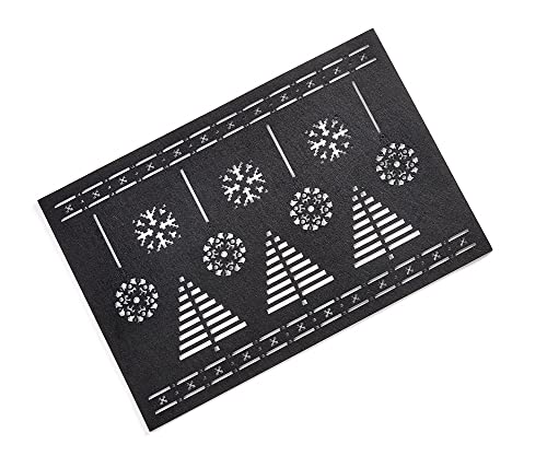 Giftcraft 681385 Christmas Placemats with Cut-Outs, Set of 4,11.8 inch, Polyester, Black