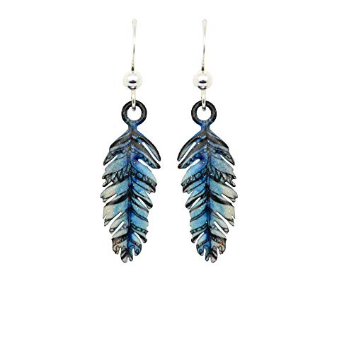 Blue Watercolor Feather Earrings by d&