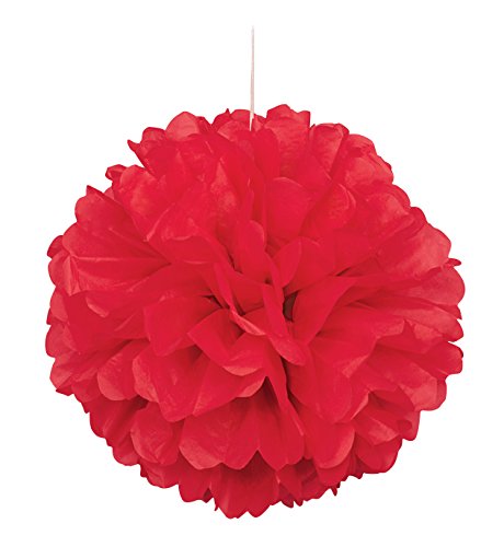 Unique Industries, Tissue Paper Pom Pom Decor, 16 Inches, Party Supplies - Red