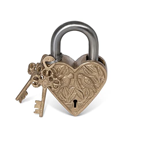 Park Hill Collection Heart Shaped Love Lock in Silver and Gold Finish EHC26088
