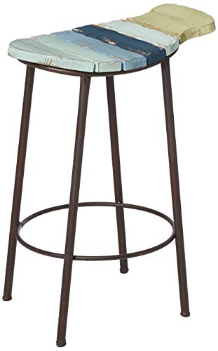 Kalalou Painted Wood and Metal Fish Counter Stool, One Size, Multicolored