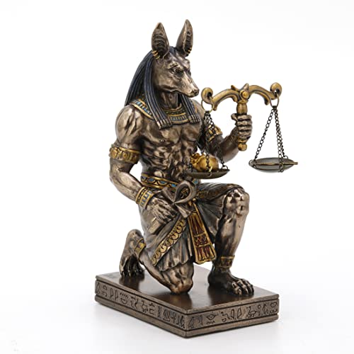 Unicorn Studio Veronese Design 7 1/4" Kneeling Anubis Holding Scale of Truth and Justice Resin Statue Bronze Finish
