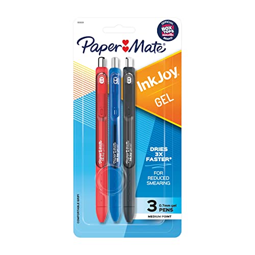 Paper Mate InkJoy Gel Pens, Medium Point, Assorted Colors, 3 Count