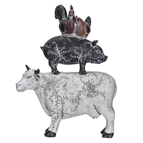 Pacific Trading Giftware American Art Animal Farm Barnyard Stacked Animal Resin Figurine Statue (Cow/Pig/Chicken)