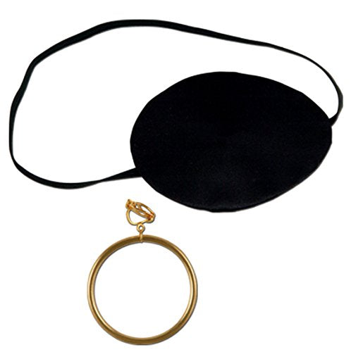 Beistle Pirate Eye Patch w/Plastic Gold Earring Party Accessory (1 count) (1/Pkg)