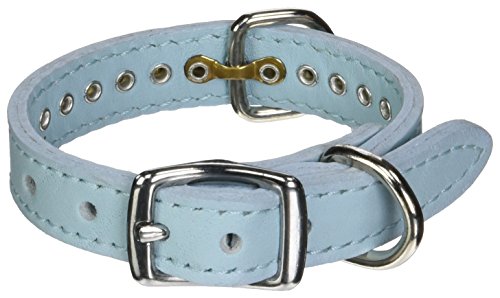 OmniPet 6087-BBL10 Signature Leather Crystal and Leather Dog Collar, 10", Baby Blue