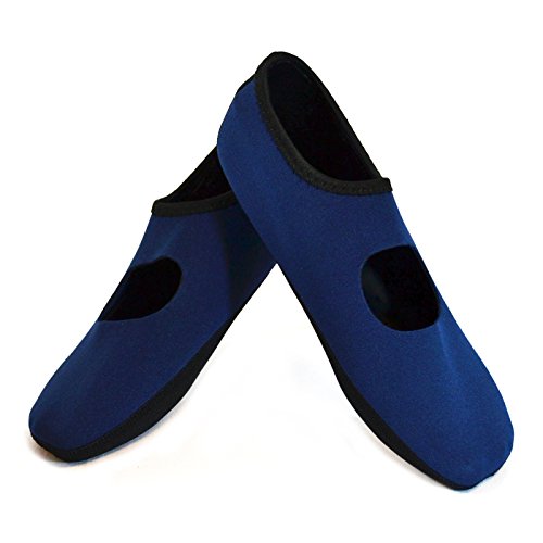 Calla NuFoot Mary Janes Women's Shoes, Best Foldable & Flexible Flats, Slipper Socks, Travel Slippers & Exercise Shoes, Dance Shoes, Yoga Socks, House Shoes, Indoor Slippers, Navy, Medium