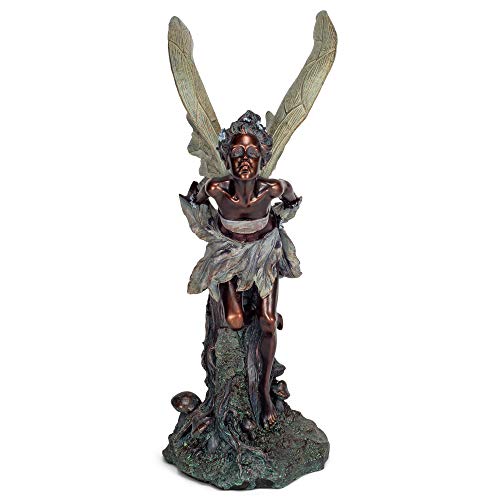 Napco Lovely Kissing Fairy Bronze Tone 19.75 Inches Polyresin Outdoor Garden Statue