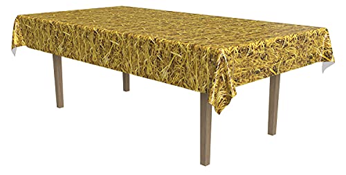 Beistle Straw Tablecover, 54 by 108-Inch, Multicolor