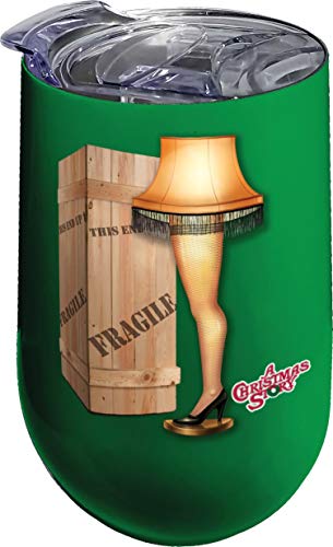 Spoontiques 16976 Leg Lamp Stainless Wine Tumbler, 16 ounces, Green