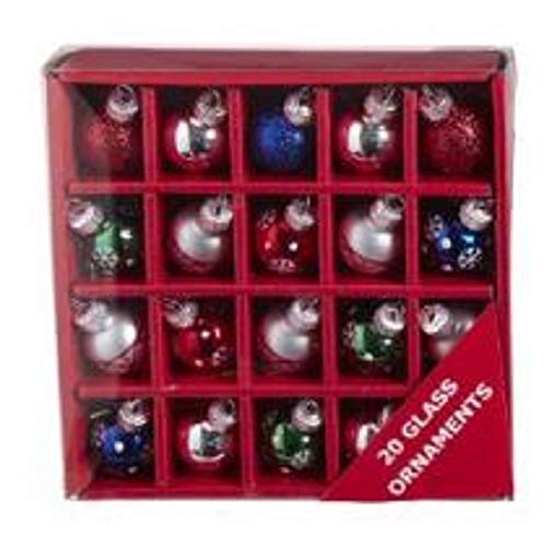 Kurt Adler GG0925 Miniature Multi-Color Ball Holiday Decor Ornaments, Set of 20, Glass and Iron