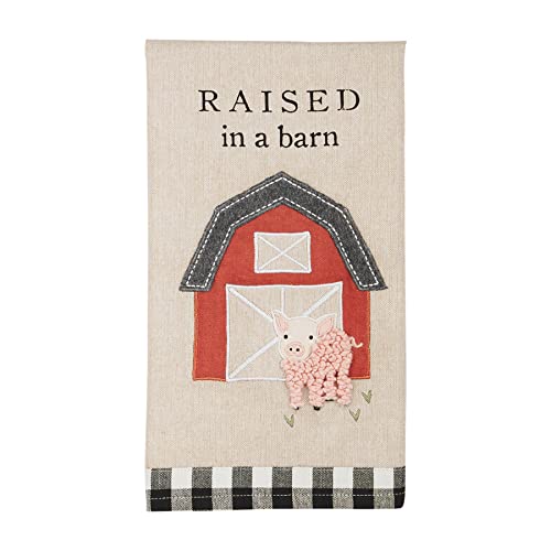 Mud Pie Pig Applique Hand Towel, 26-inch