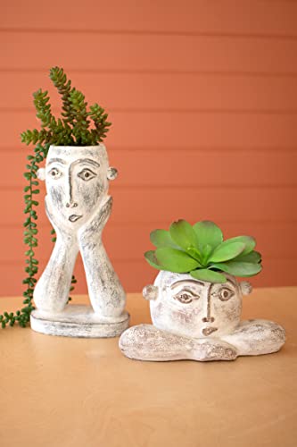 Kalalou CEPC1142 Face Planter, Set of 2, Ceramic, 12.5-inch Height