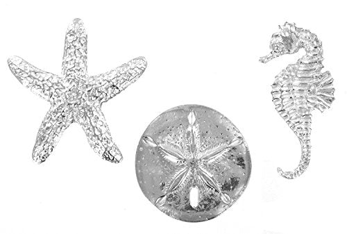 Basic Spirit Pewter Sea Animals Starfish Sand Dollar & Seahorse Magnets Set of 3