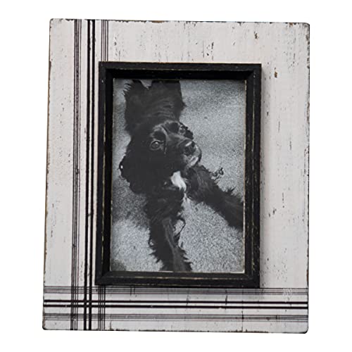 Foreside Home & Garden Black Rustic Plaid 5x7 Inch White Wood Decorative Picture Frame