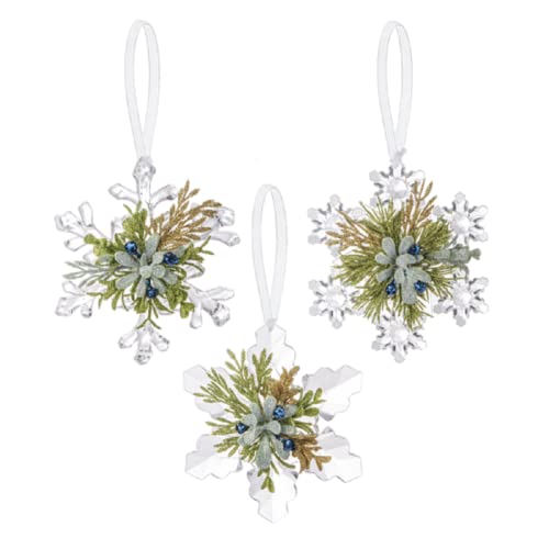 Ganz Mistletoe Snowflakes, 20.50-inch Diameter, Acrylic, Set of 3