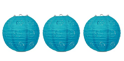 Beistle 3 Piece 8" Lace Paper Lanterns, Turquoise