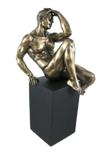 9.75 Inch Sitting Male Nude Sitting on Stand Figure Display Decor