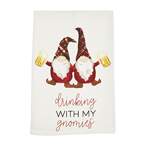 Mud Pie Alcohol Christmas Towel, Gnomies, 26" x 16.5"