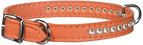 OmniPet 6087-OR14 Signature Leather Crystal and Leather Dog Collar, 14", Orange
