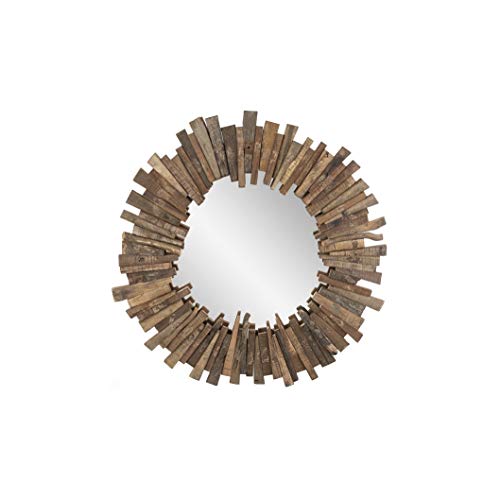 Ganz CB174738 Upcycled Wood Slat Round Mirror, 36-inch Diameter