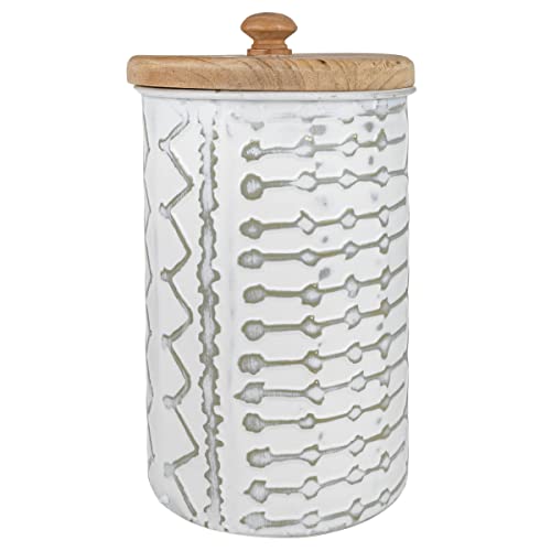 Foreside Home & Garden Multi Pattern Canister Metal & Wood