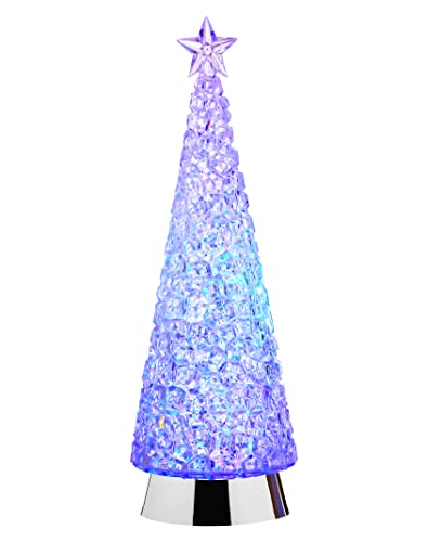 Regency International Ombre Blue Purple Hue Prism Tree LED 14.5 inch Acrylic Decorative Tabletop Water Snow Globe