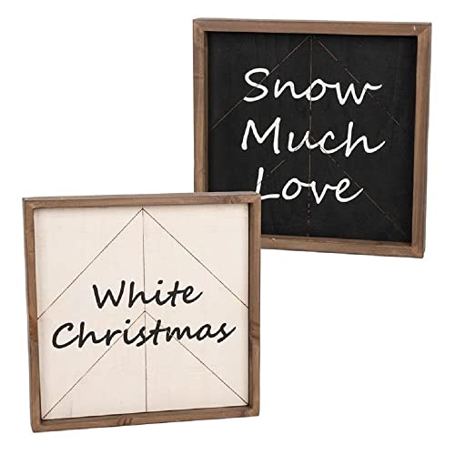 Blossom Bucket White Christmas and Snow Much Love Sign, 11.75-inch Length