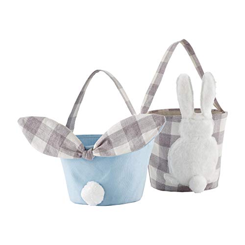 Mud Pie Gingham Blue Easter Baskets, 5.5" x 8" Diameter