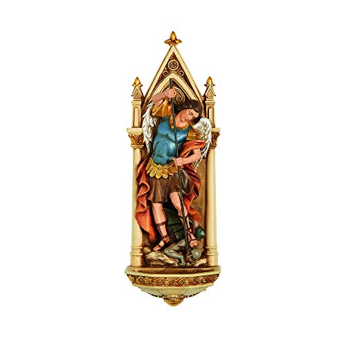 Roman 601307 Joseph Studio St. Michael Water Fountain, 7-inch Height, Multicolor, Resin