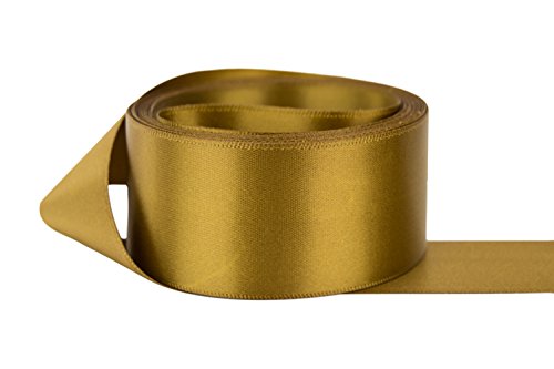 Ribbon Bazaar Double Faced Satin 1-1/2 inch Antique Gold 50 Yards 100% Polyester Ribbon