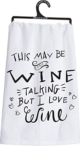 Primitives by Kathy Love Wine Tea Towel, 28-Inch by 28-Inch