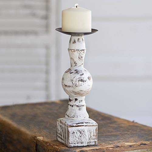 CTW Home Collection Wood Pillar Candle Holder with Square Base