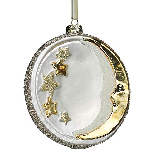 HomArt 0336-5 Moon and Stars Ornament, 4-inch Height, Glass