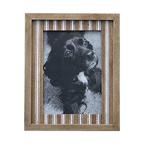 Foreside Home & Garden White Ticking Striped 5x7 Inch Wood Decorative Picture Frame