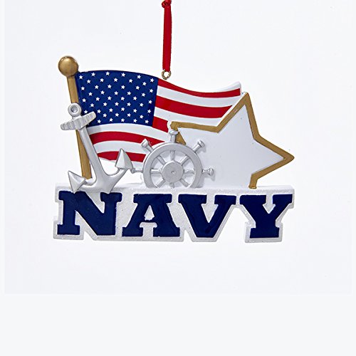 Kurt Adler 4.5" Navy Ornament With American Flag and Star