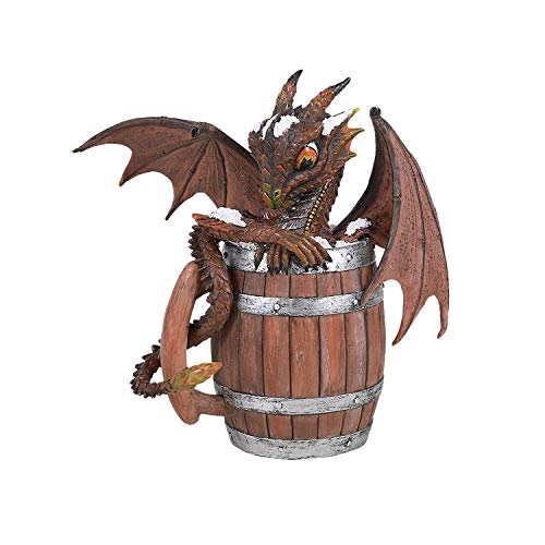 Pacific Trading Giftware Liquor Dark Beer Wooden Barrel Mug Winged Dragon Resin Figurine by Stanley Morrison
