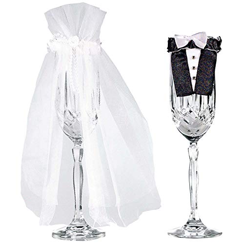 amscan Bride and Groom Stem Wear | Wedding and Engagement Party, Black/White