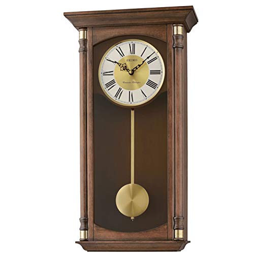 Seiko Executive Dark Brown Solid Case Metal Grain Silver Dial Desk Clock - QXH069BLH