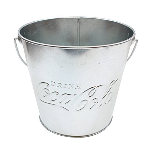 Tablecraft CocaCola Galvanized Pail with Handle, 8 x 6 x 7.25"