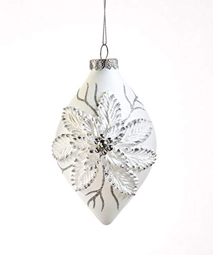 Giftcraft 665854 Glass Poinsettia Ornament, 5-inch Height, Glass