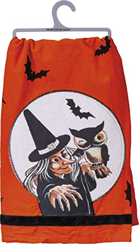 Primitives by Kathy Retro-Inspired Halloween Dish Towel, 28 x 28-Inch, Witch