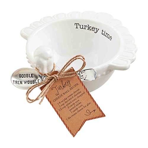 Mud Pie Thanksgiving Tidbit Set, bowl 4 3/4" x 4 1/2" | utensil 3 1/2", Turket