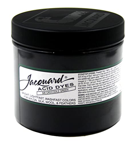 Jacquard Acid Dye - Crocodile Green - 8 Oz Net Wt - Acid Dye for Wool - Silk - Feathers - and Nylons - Brilliant Colorfast and Highly Concentrated