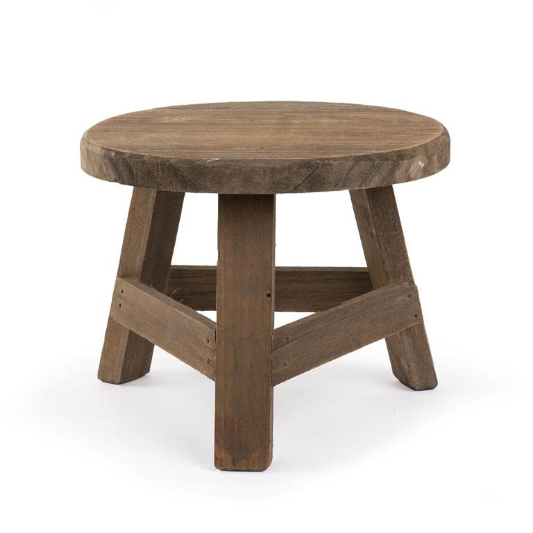 Blossom Bucket Stained Wood Tabletop Stool Riser, 5.5-inch Heignt, 7-inch Diameter, Brown, Furniture, Home Decor