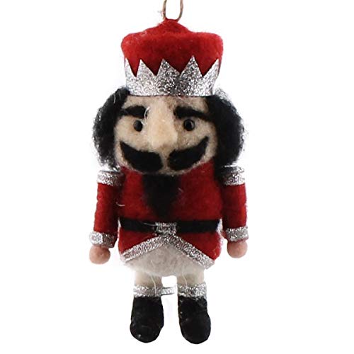 HomArt 9596-8 Nutcracker Ornament, 4.75-inch Height, Felt, Red and Silver