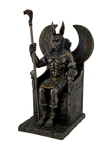 Unicorn Studio Resin Statues Bronze Finished Egyptian God Anubis On Throne Statue 5 X 10 X 4.5 Inches Bronze