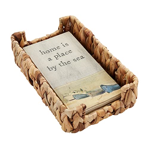 Mud Pie Home Is Beach Guest Towel Basket Set, Napkin 7 3/4" x 4" | Basket 8 1/2" x 5 1/2"